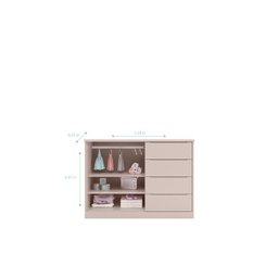 Quarto completo com Guarda Roupa 3 Portas e 4 Gavetas + Cômoda 2 Portas e 4 Gavetas Pérola Rosê - Ph - 5
