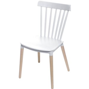 Cadeira Jana Polipropileno Cor Branco Base Madeira - 53519