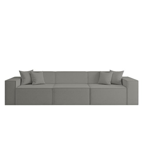 Sofá 3 Lugares 2,75m Bouclê com Chaise Compactair - Balaqui Cor:cinza Claro