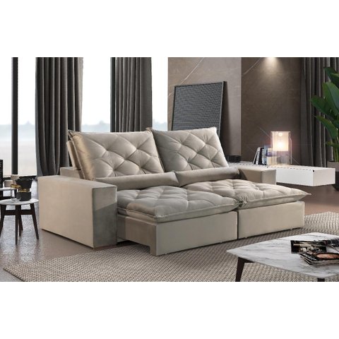Sofá London Retrátil e Reclinável 4 Lugares 230cm com Molas em Veludo  - Decor Estofados