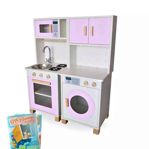 Kit Mini Cozinha Infantil e Máquina de Lavar - Lilás