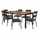Ver imagem 1 de Conjunto Mesa Valência 1,70x0,80- 6 Cadeiras Atenas Preto Fosco com Assento Cinza