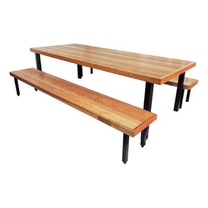 Jogo Mesa e 2 Bancos Industrial Dallas 1,80m Ferragem Preta