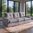 Ver imagem 1 de Sofá Tera Living 3 Lugares Reclinável 262cm Cinza Linho