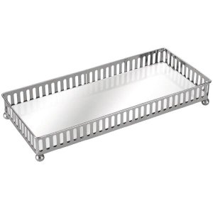 Bandeja em Metal com Espelho Prata