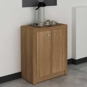 Ver imagem 2 de Kit para Escritório com Mesa em L e Balcão 2 Portas Amêndoa Tecno Mobili