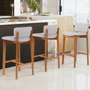 Ver imagem 2 de Banqueta Alta para Cozinha Sala de Jantar Bar Dara L02 Linho Cinza - Lyam Decor