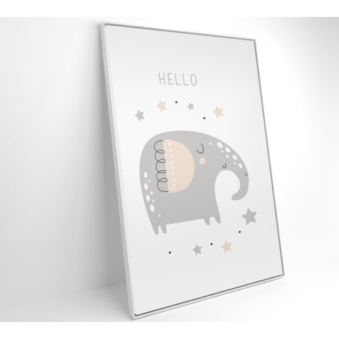 Quadro Infantil Hello Elefante Decor&quadros Arte022 80x120 Cm Adesivo Fotográfico
