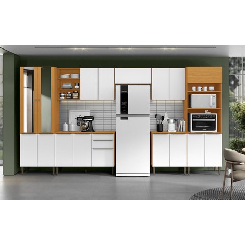 Cozinha modulada completa 4,10cm  Luana - Cinamomo/Branco Aramóveis