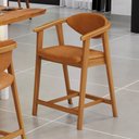 Ver imagem 2 de Banqueta Baixa para Cozinha Sala de Jantar Bancada Cecília L02 Couríssimo Canela - Lyam Decor