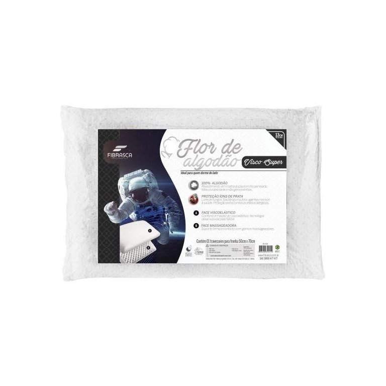 Travesseiro Nasa Flor De Algodão Visco Super Fibrasca