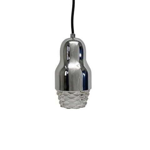 Pendente Kira Metal e Vidro Cromado 10x23CM 1G9 OU-2022-CR
