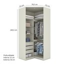 Ver imagem 2 de Guarda Roupa Roupeiro De Canto Módulo 02 Portas Seletto MC06 Closet Areia Jequitibá Com Espelho Henn
