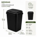 Ver mais imagens de Lixeira Black Banheiro Cozinha 9 Litros Cesto Lixo Tampa Click 9L Retangular Preta Plastico Escritor