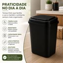 Ver imagem 3 de Lixeira Black Banheiro Cozinha 9 Litros Cesto Lixo Tampa Click 9L Retangular Preta Plastico Escritor