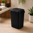Ver imagem 2 de Lixeira Black Banheiro Cozinha 9 Litros Cesto Lixo Tampa Click 9L Retangular Preta Plastico Escritor