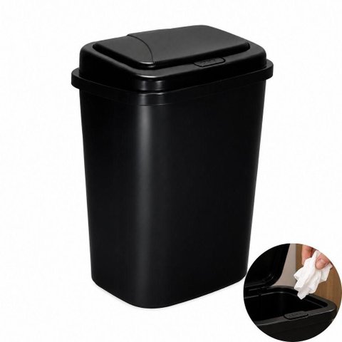 Lixeira Black Banheiro Cozinha 9 Litros Cesto Lixo Tampa Click 9L Retangular Preta Plastico Escritor