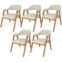 Ver imagem 1 de Kit 05 Cadeiras de Jantar e Estar Living Estofada Nadja L02 Linho Champagne - Lyam Decor