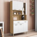 Ver imagem 1 de Armário de Cozinha com Balcão Star 6 Portas 1 Gaveta com Vidro Freijó/supremo - Pnr Móveis