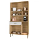 Ver imagem 3 de Armário de Cozinha com Balcão Star 6 Portas 1 Gaveta com Vidro Freijó/supremo - Pnr Móveis