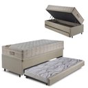 Ver imagem 1 de Bicama Box Baú 88x188 Linho Bege com Colchão Airtech Ortobom