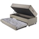 Ver imagem 4 de Bicama Box Baú 88x188 Linho Bege com Colchão Airtech Ortobom
