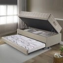 Ver imagem 3 de Bicama Box Baú 88x188 Linho Bege com Colchão Airtech Ortobom