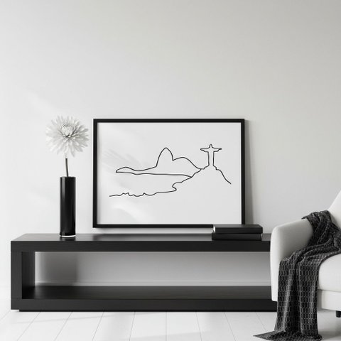 Quadro Minimalista Rio de Janeiro 45x34cm Mold Branca Vidro