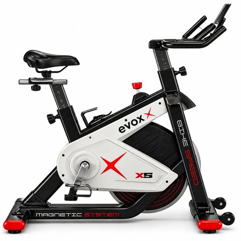 Bicicleta Spinning Magnética Evox X5 Disco 18 kg Bluetooth Zwift e Kinomap