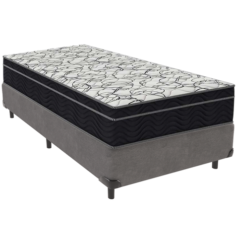 Cama Box e Colchão Airtech 150 Espuma D45 Solteiro Ortobom: Cinza