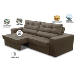 Sofá Retrátil e Reclinável 3 Lugares 2,30m com Molas Mirela Suede Adonai Estofados - 3