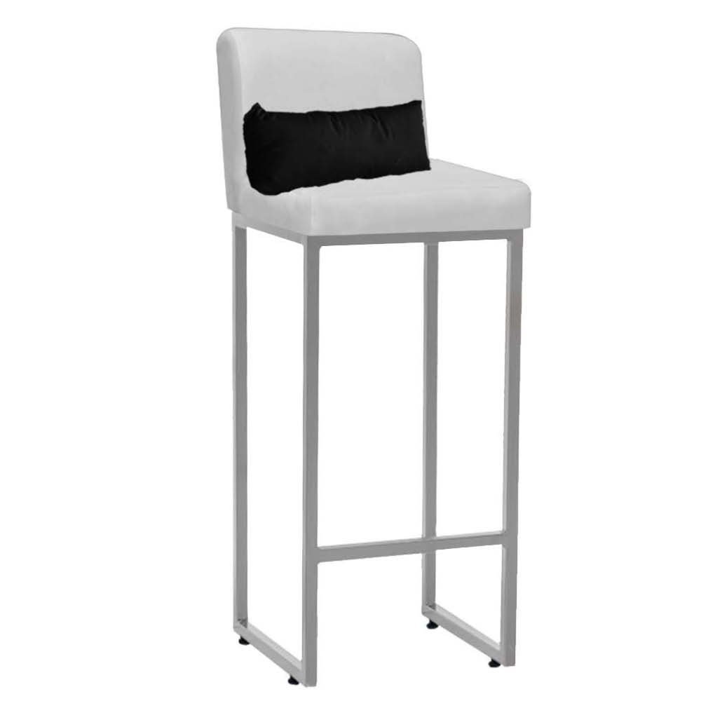 Kit Mesa Bistrô Lucca e 4 Banqueta Lucca Tampo Caramelo Ferro Prata Sintético Branco e Almofada Cinz - 3