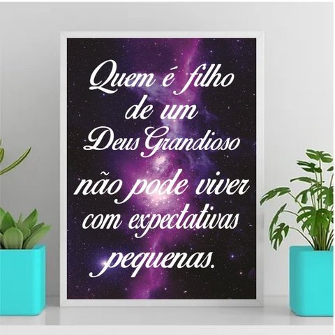 Quadro Filho De Um Deus Grande 24x18cm - com vidro:Madeira branca