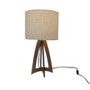 Ver imagem 1 de Abajur de Mesa Base Madeira Marrom e Cúpula Linho Bege