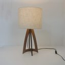 Ver imagem 2 de Abajur de Mesa Base Madeira Marrom e Cúpula Linho Bege