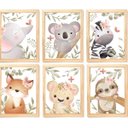 Ver imagem 1 de Quadro Infantil Safari menina 6 un A4 vidro e pendurador