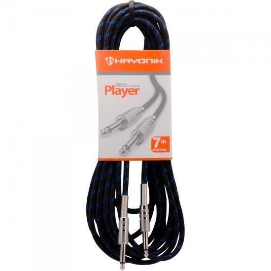 Cabo para Instrumentos P10 X P10 7m Textil PLAYER Preto/Azul - 1