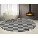 Ver imagem 1 de Tapete Sala Redondo 150 Cm Geometrico Listrado Preto Prata