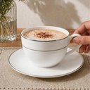 Ver imagem 2 de Xícara de Chá com Pires Majesty Silver Porcelana 220ml Branca L'Hermitage Mesa Posta Elegante