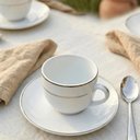 Ver imagem 4 de Xícara de Chá com Pires Majesty Silver Porcelana 220ml Branca L'Hermitage Mesa Posta Elegante