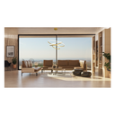 Ver imagem 2 de Lustre Led Pendente 3 Anéis Dourado 60cm 60w Luz 3000k