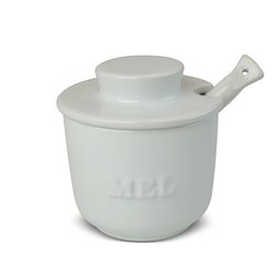 Pote de Mel De Cerâmica Com Colher Ceraflame Gourmet - Branco - 1