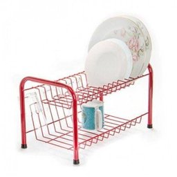 Escorredor Berço 13 Pratos Com Porta Copos Vermelho - 1