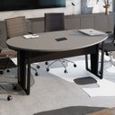 Ver imagem 6 de Mesa de Reunião Orgânica 180x105cm com Caixa de Tomadas e Pés em Metal Corporate Cinza/Sagrado com Preto