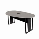 Ver imagem 2 de Mesa de Reunião Orgânica 180x105cm com Caixa de Tomadas e Pés em Metal Corporate Cinza/Sagrado com Preto