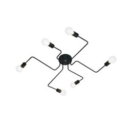 Plafon de Sobrepor para 6 Lâmpadas E27 60W Preto Auremar - 1