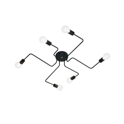 Plafon de Sobrepor para 6 Lâmpadas E27 60W Preto Auremar