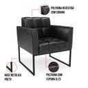 Ver imagem 5 de Kit 1 Sofá Namoradeira e 1 Poltrona Elisa Corano Preto Base Metálica Industrial Preto - D'Rossi