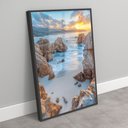 Ver imagem 3 de Quadro Decorativo Mar entre Pedras Vertical Sala Quarto Casa Escritório