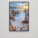Ver imagem 2 de Quadro Decorativo Mar entre Pedras Vertical Sala Quarto Casa Escritório